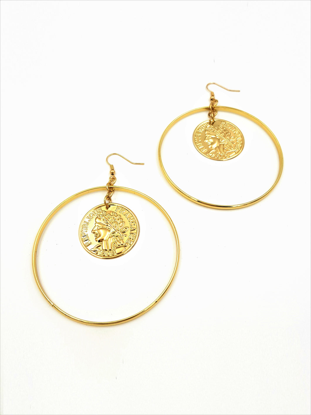 Coin Hoop Earring