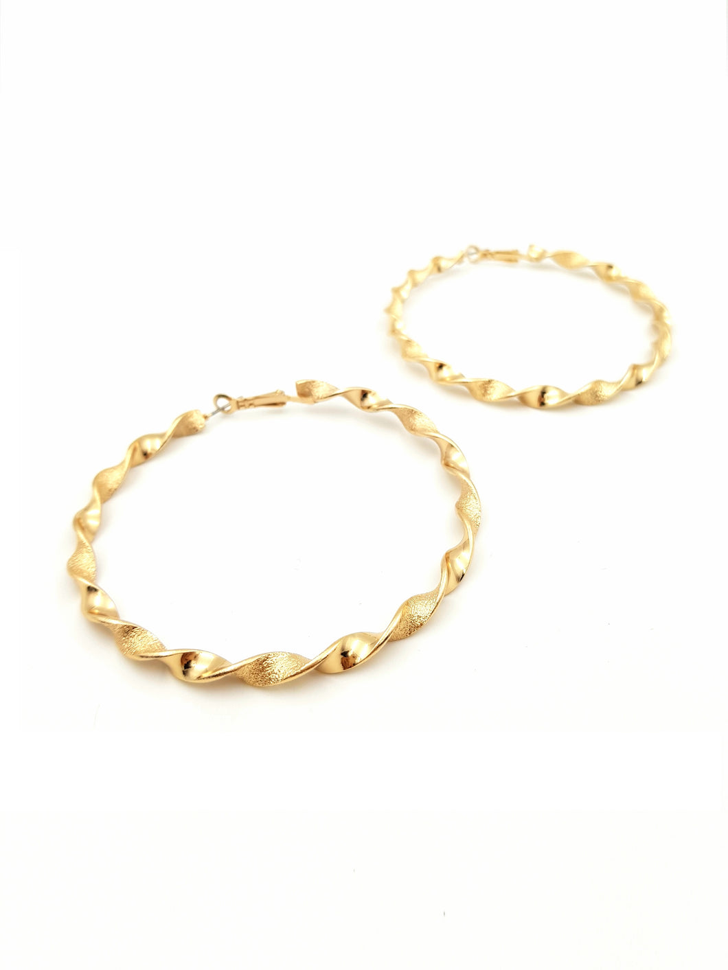 Gold Textured Spiral Hoop