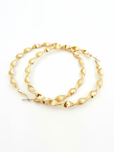 Gold Textured Spiral Hoop