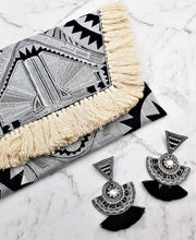 Load image into Gallery viewer, Black Aztec Tassel Clutch