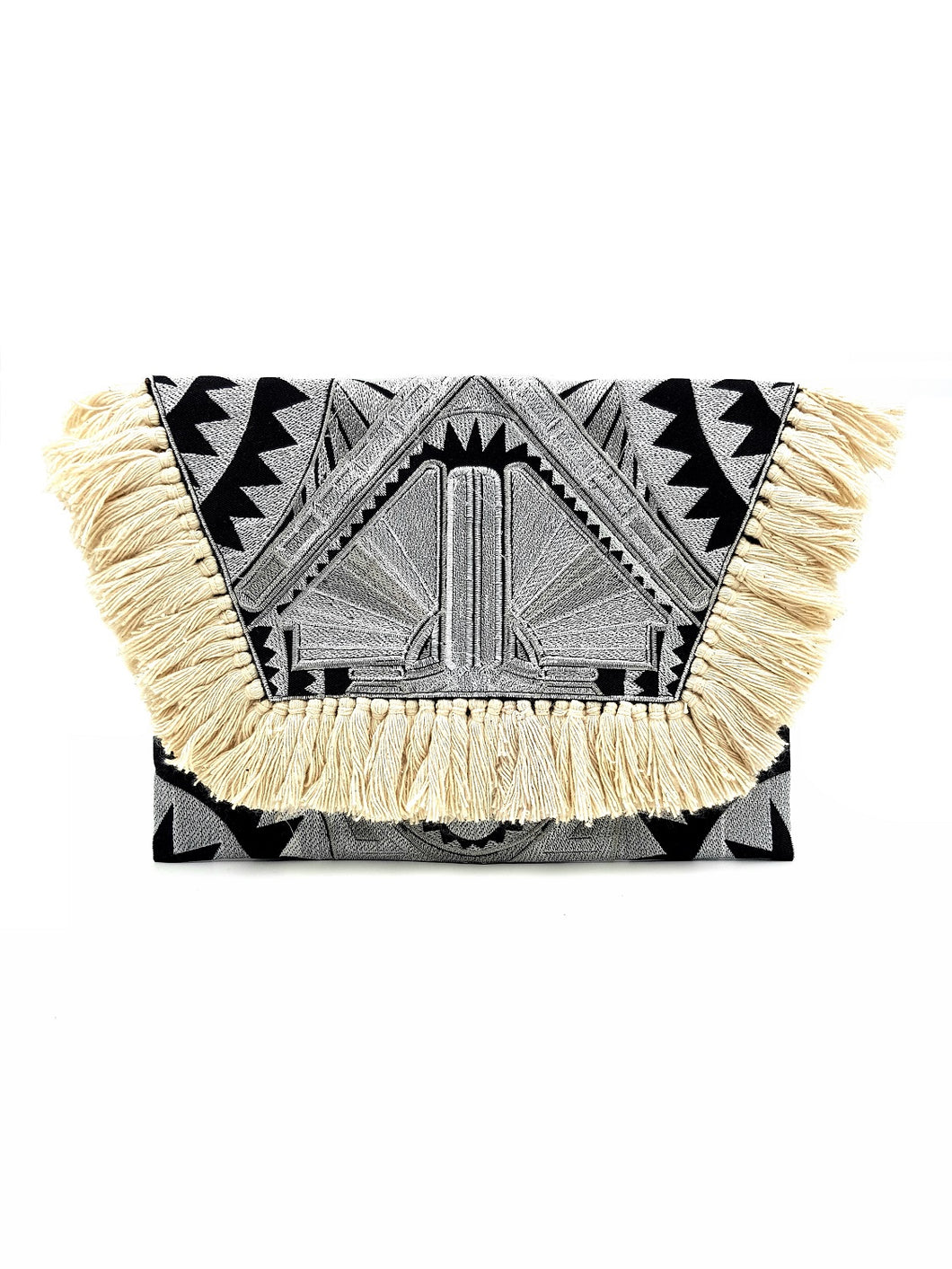 Black Aztec Tassel Clutch