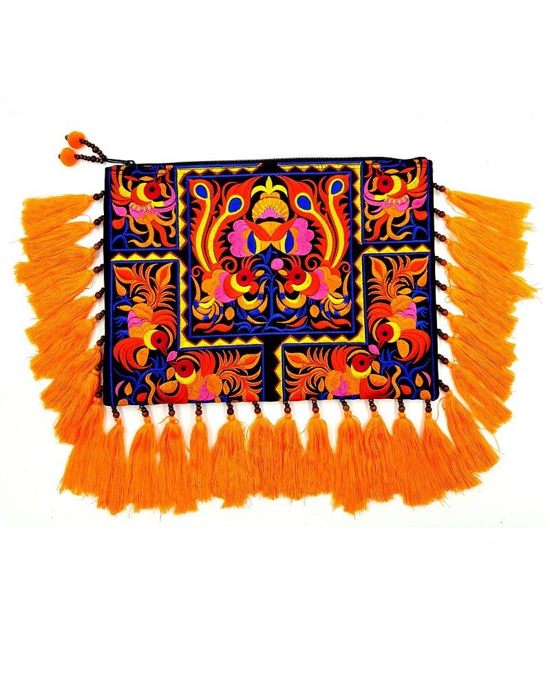 Fire Bird Tassel Clutch