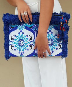 Belle Blue Illusion Clutch