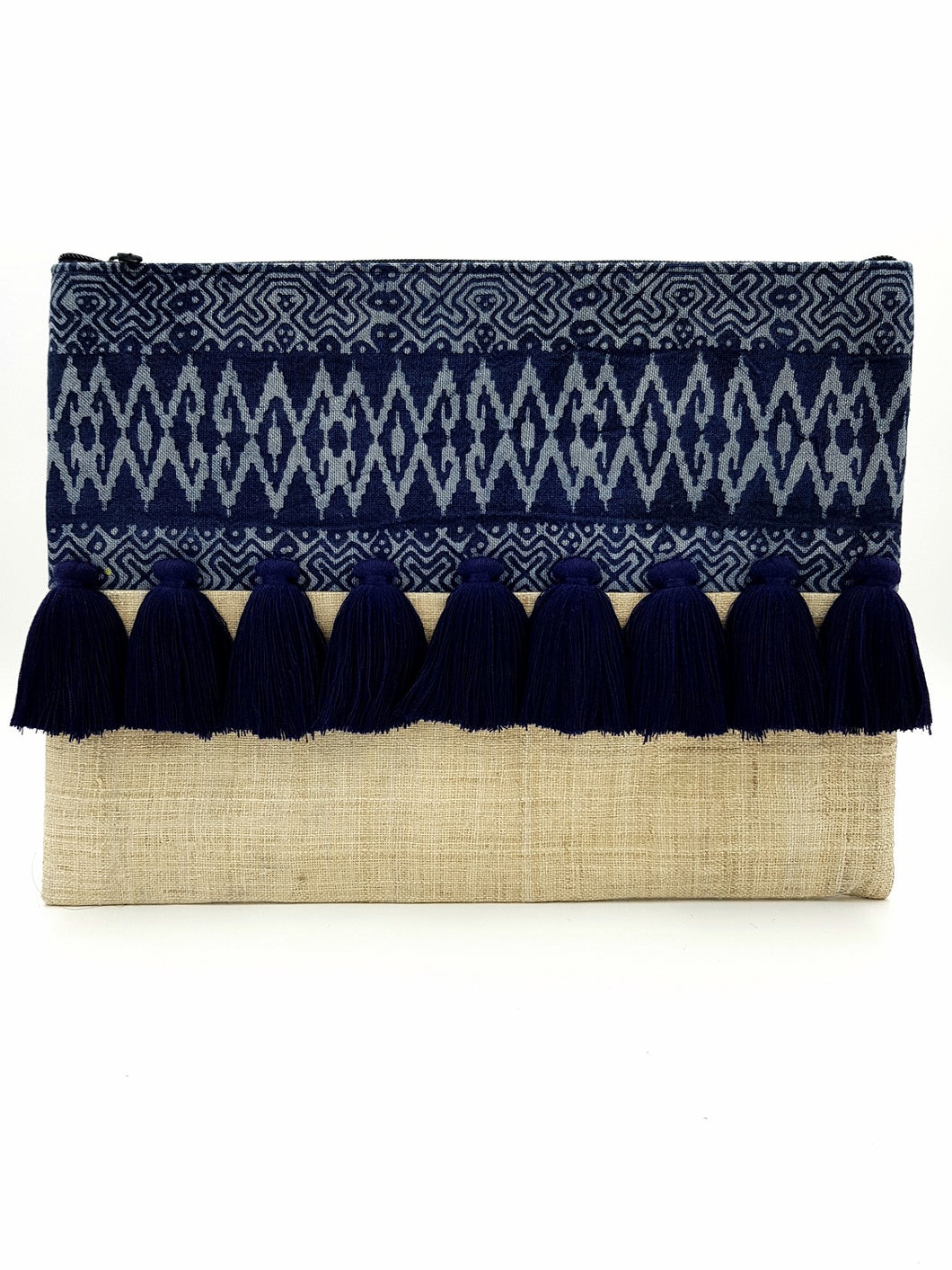 Navy Aztec Tassel Clutch